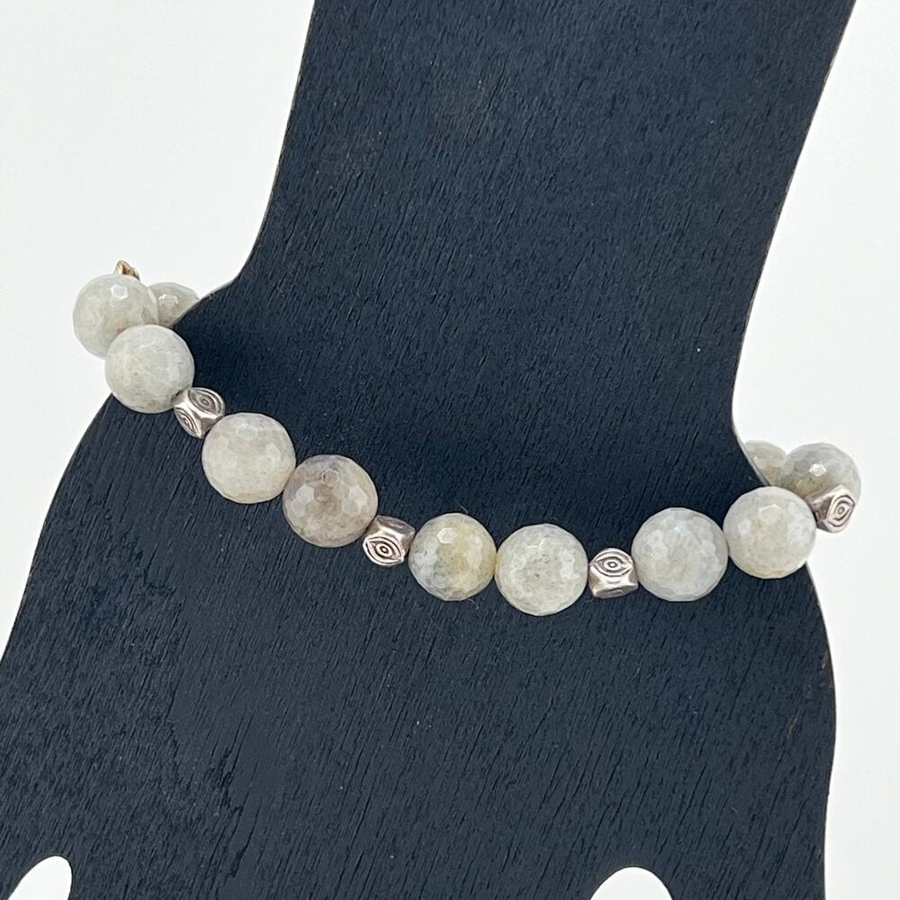 Labradorite Crystal Gemstone Faceted Bead Stretch Bracelet 7"